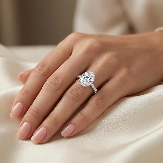 Oval Hidden Halo Lab Grown Diamond Ring
