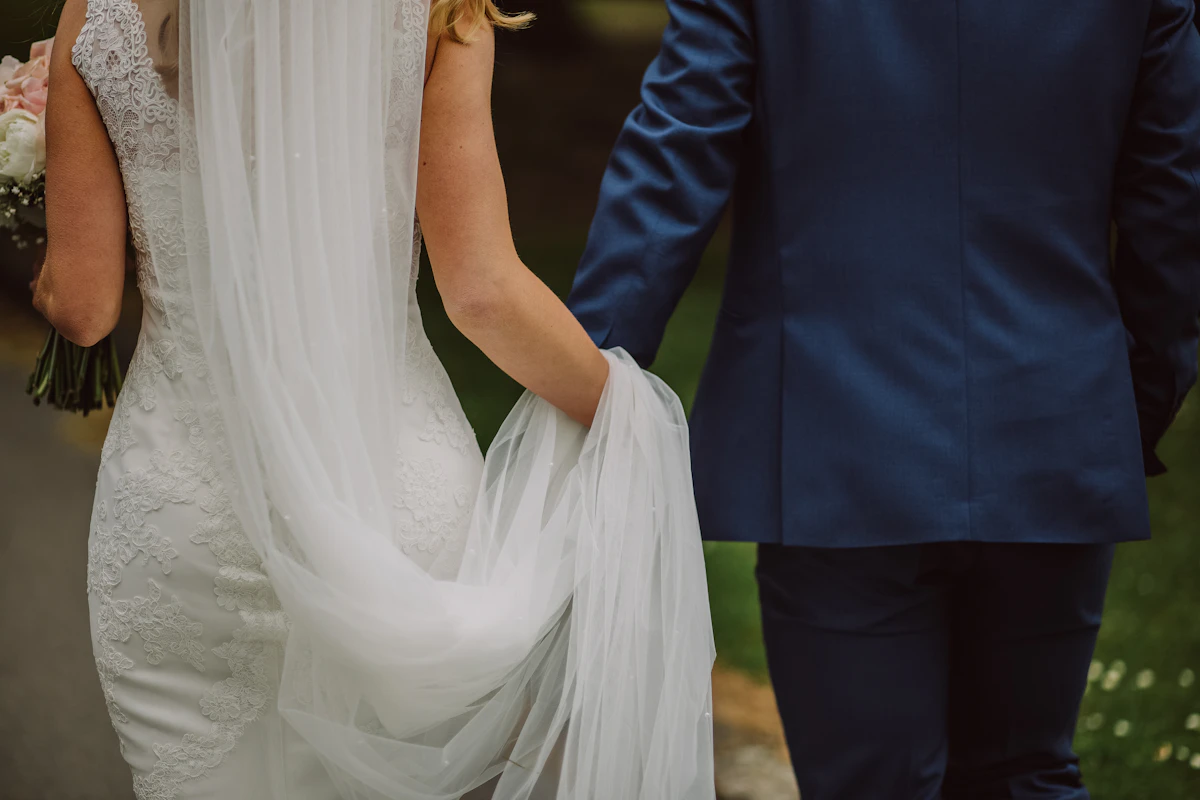 Bride wearing her chosen wedding dress on the wedding day