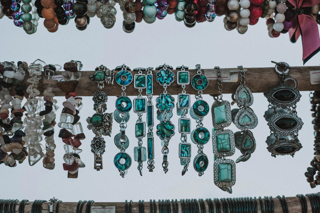 Group of layered boho necklaces — free-spirited jewelry style for Sagittarius women