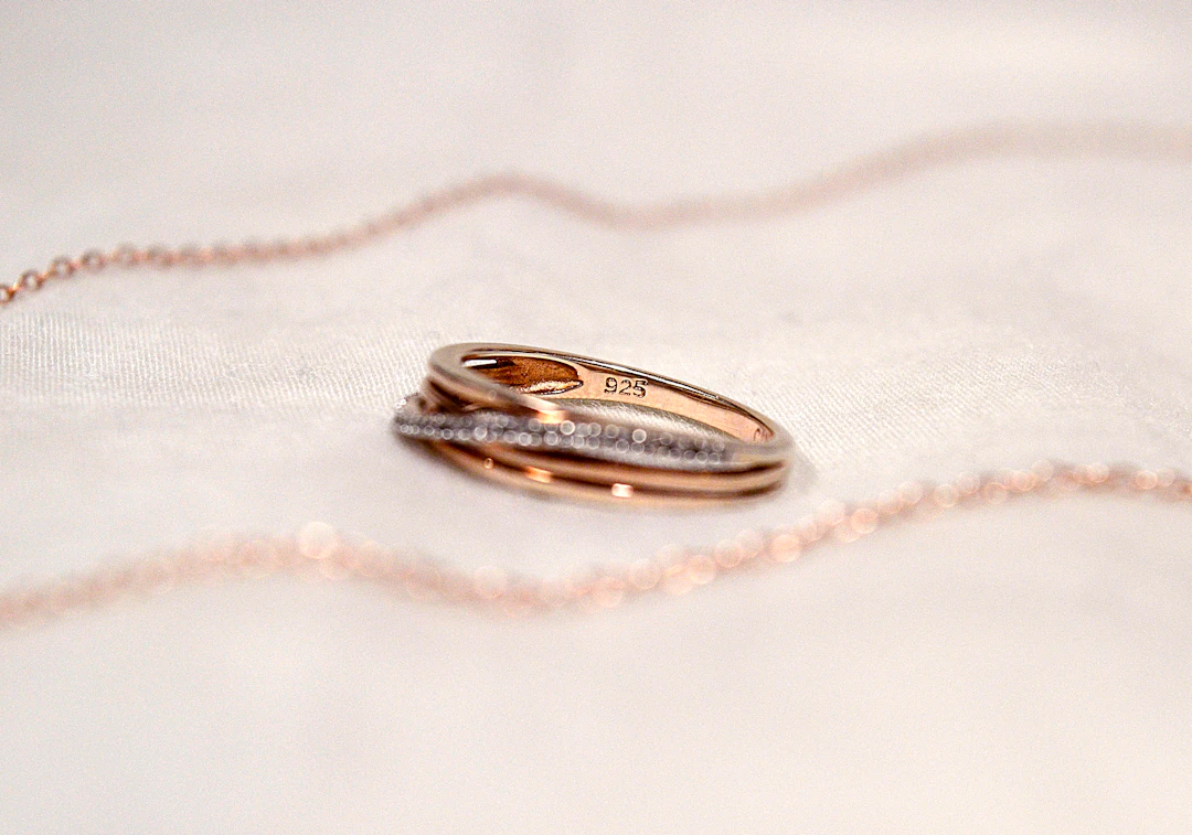 Rose gold diamond ring — soft blush metal suits the Libra palette