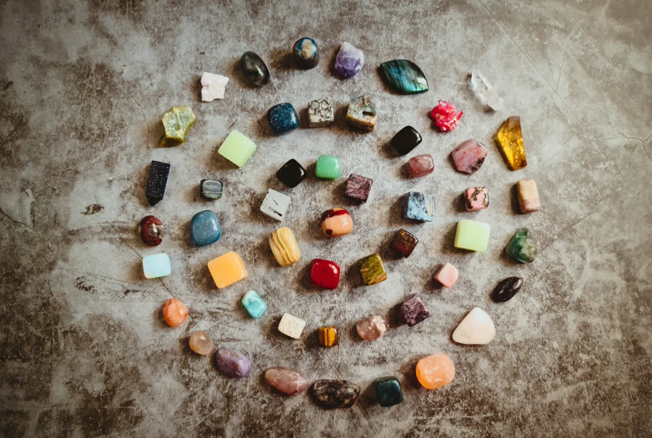 Assorted colorful birthstone gemstones representing every month of the year