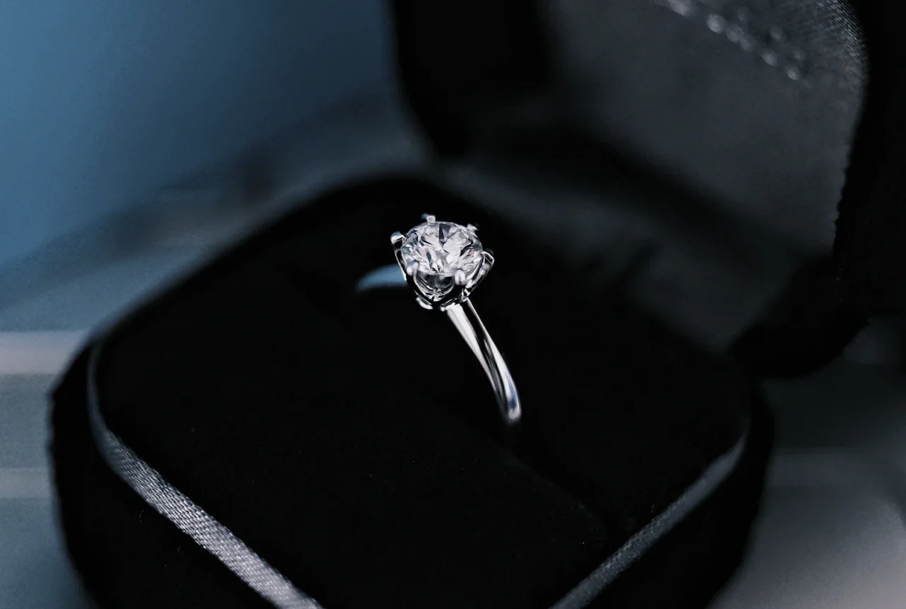 Classic solitaire diamond ring illustrating diamond shape and cut