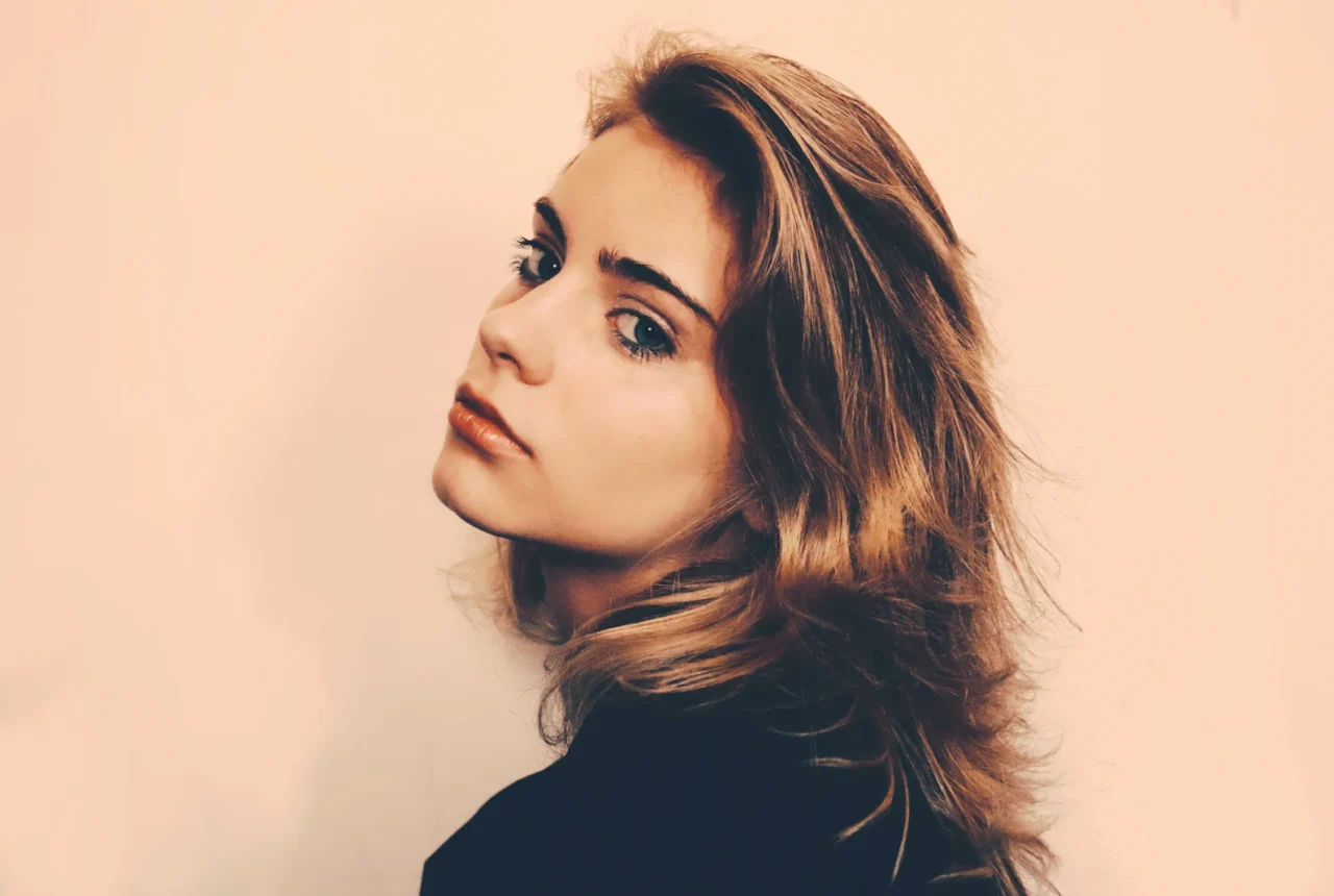 Side profile of a woman's face showing the nose
