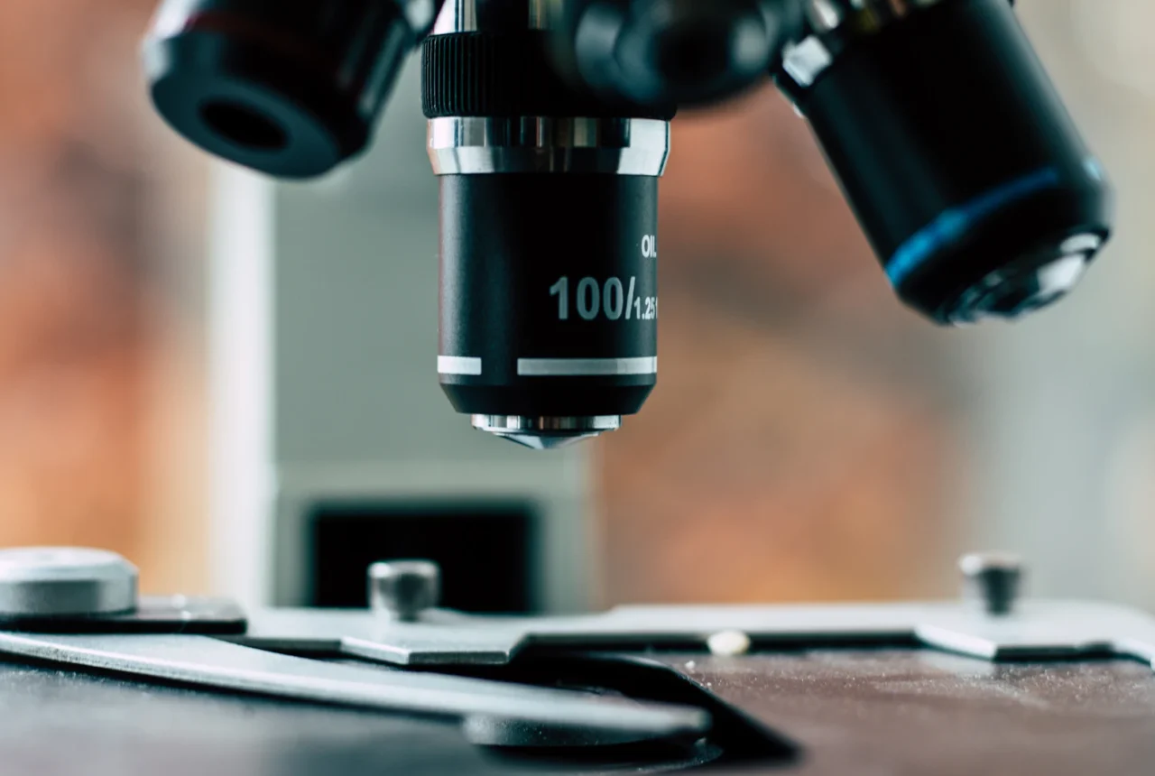 Laboratory microscope used to examine samples