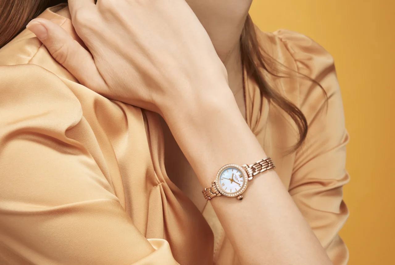Silver-tone metal chain bracelet watch, an example of low-tarnish steel jewelry